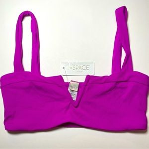 L*Space Swimsuit Top Purple Lee Lee Bikini Slim Bandeau Style Reversible New